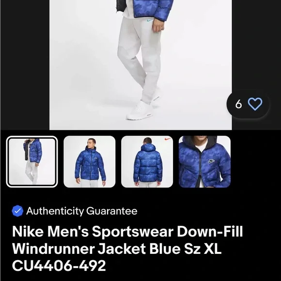 Nike down fill jacket